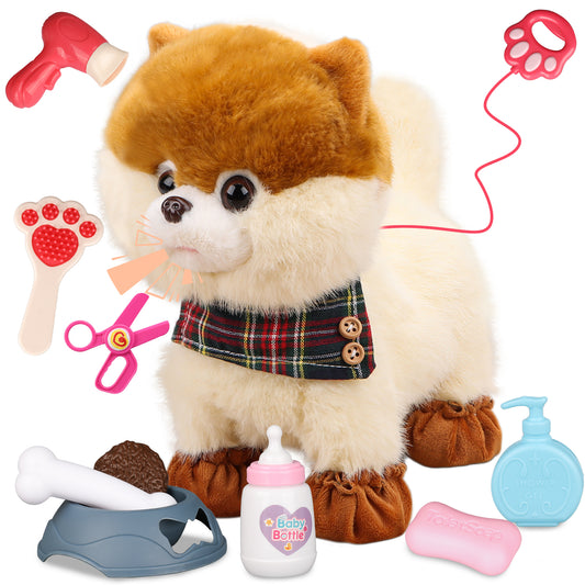 Bilinott Puppy Toys for Kids Aged 3-7, Interactive Toy Dogs That Walk and Bark and Wag Their Tails, Walking Dog Toys with Leash, Creative Stuffed Animals Gifts for 3 + Year Old Girls and Boys