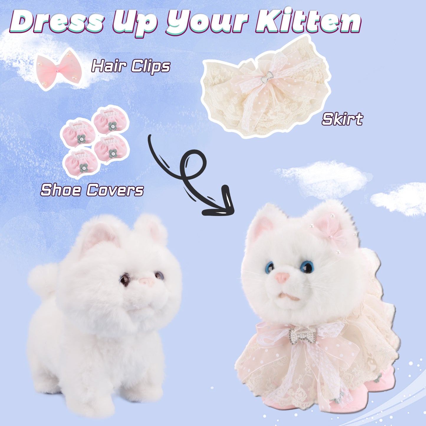 2025 Newly Toy Cat for Kids, Touch and Voice Controlled Remote Control Cat with Leash, Walking Cat Toy That Can Walk, Meow, and Wag Tail, Best Gift for Boys and Girls Aged 3 to 7 Years Old