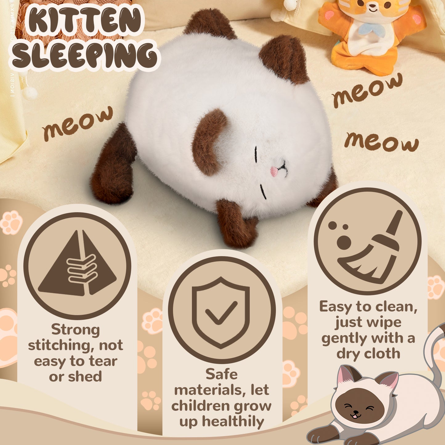 Interactive Cat Toys for Kids Aged 3-7, Plush Toy Cat That Meows, Blink and Talk, Children's Toy Pet Cat with Pet Waterer, Milk Bottle and Pet Bowl, Creative for Boys and Girls