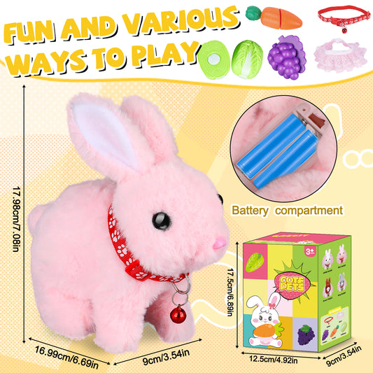 Bunny Toys for Kids Aged 3-7, Hopping Bunny Toy with Realistic Jumping, Wiggling Ears, and Sound Effects, Ideal Rabbit Toys for Girls and Boys for Birthdays, Easter