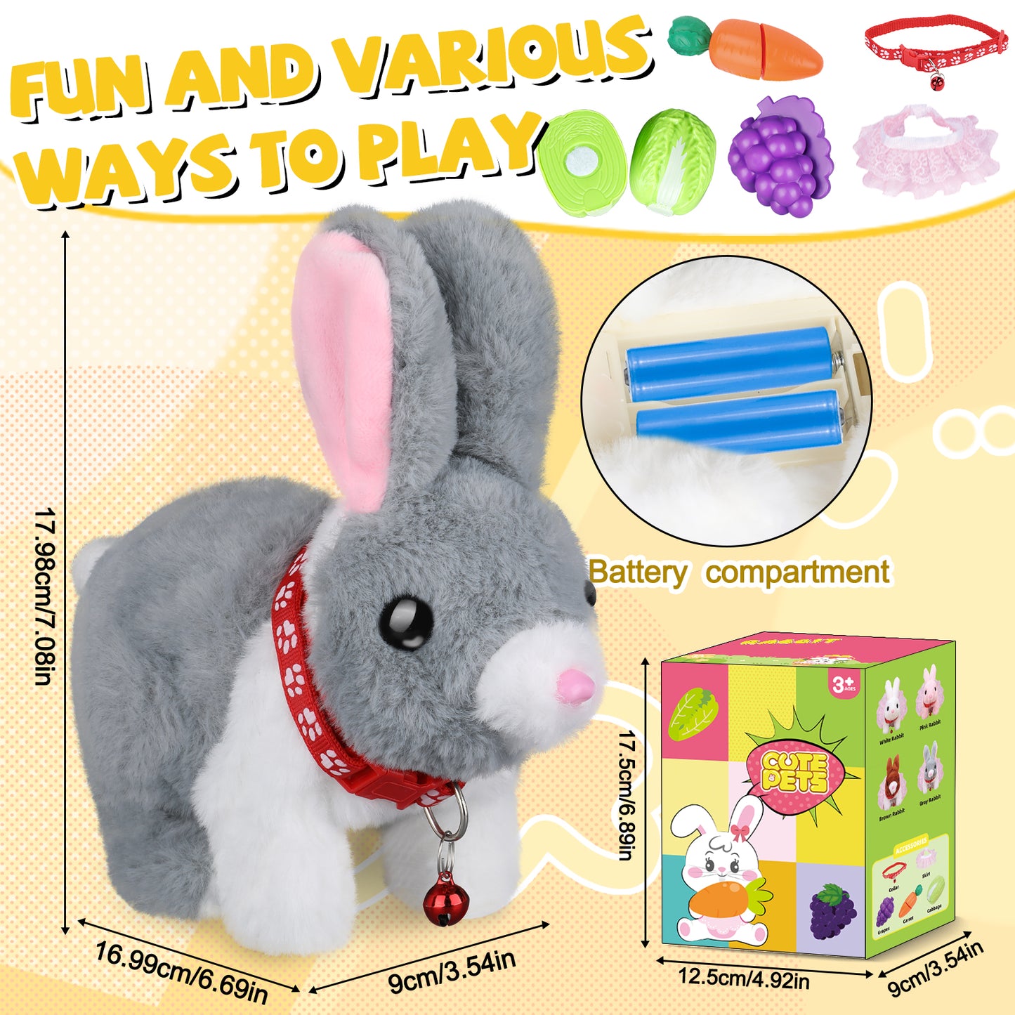 Cute Hopping Rabbit Stuffed Animal for Kids, Interactive Bunny Plush with Jumping, Wiggling Ears, and Sounds, Ideal Bunny Toy for Kids Aged 3-7, Perfect for Easter, Birthday