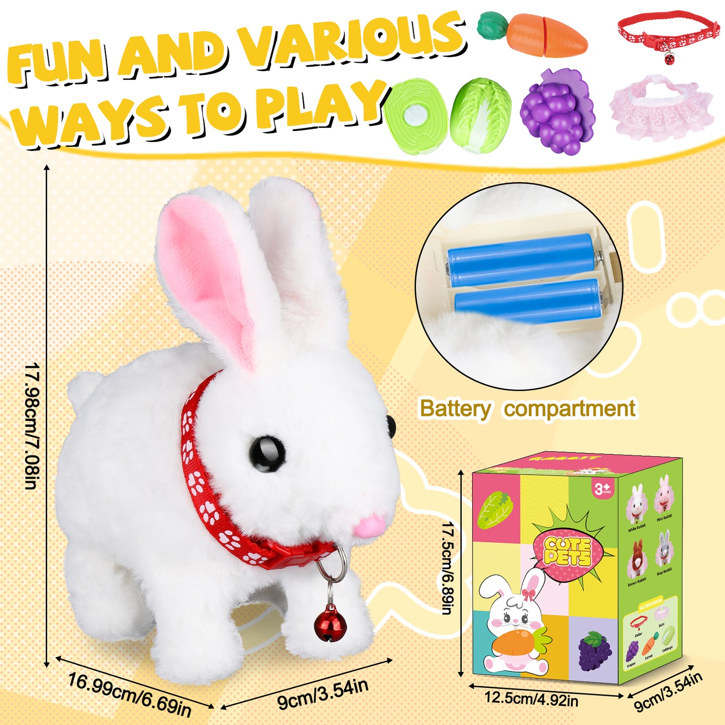 Bunny Plush with Jumping Action, Wiggling Ears, and Twitching Nose, Perfect Easter, Christmas & Birthday Gift for Kids Aged 3-6 – Bunny Toys for Kids, Rabbit Stuffed Animal with Sounds and Movements