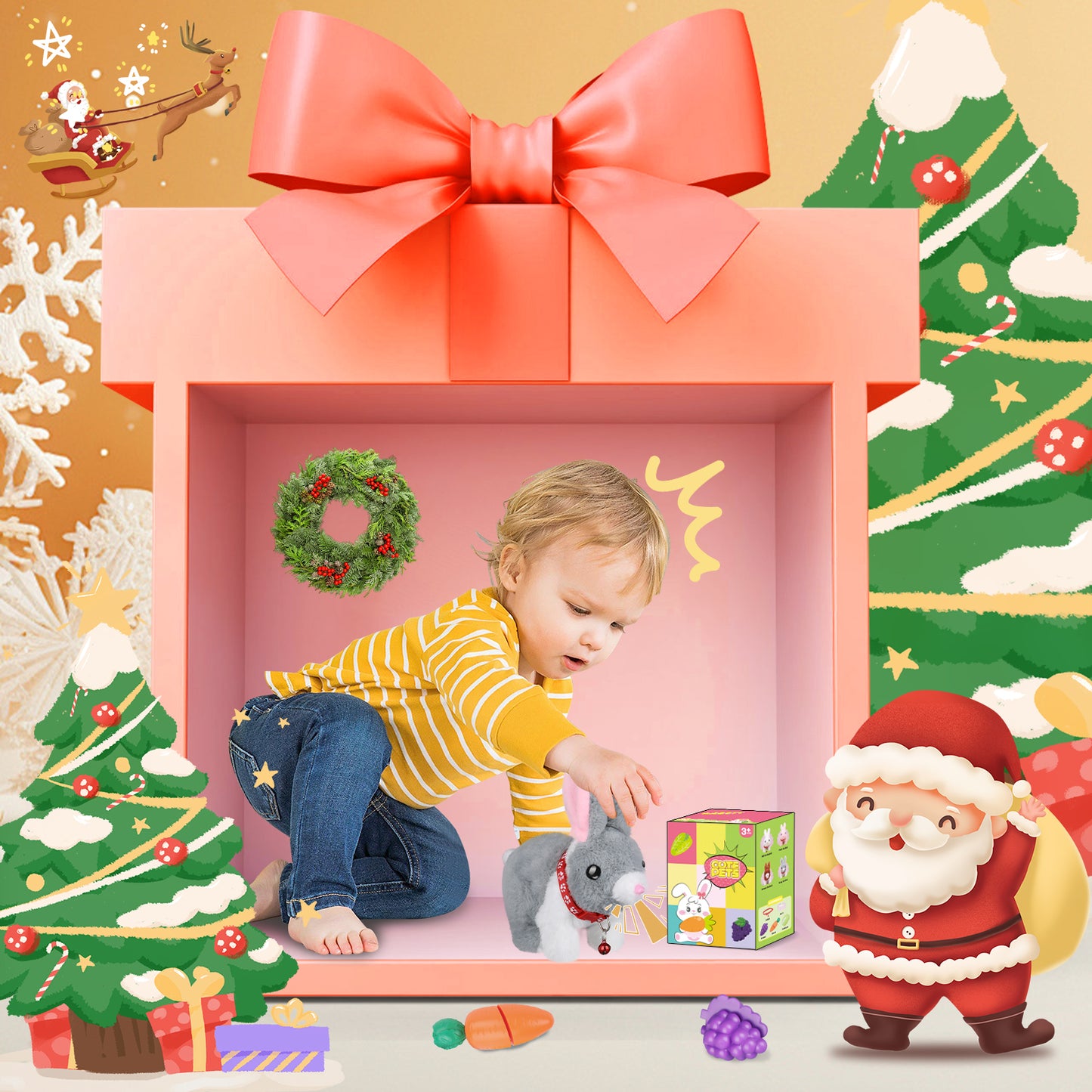 Cute Hopping Rabbit Stuffed Animal for Kids, Interactive Bunny Plush with Jumping, Wiggling Ears, and Sounds, Ideal Bunny Toy for Kids Aged 3-7, Perfect for Easter, Birthday