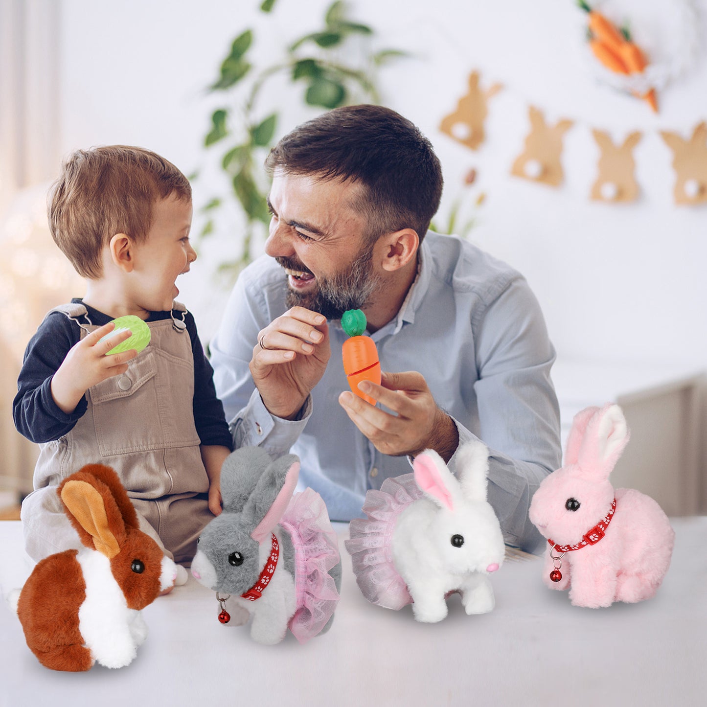 Bunny Plush with Jumping Action, Wiggling Ears, and Twitching Nose, Perfect Easter, Christmas & Birthday Gift for Kids Aged 3-6 – Bunny Toys for Kids, Rabbit Stuffed Animal with Sounds and Movements