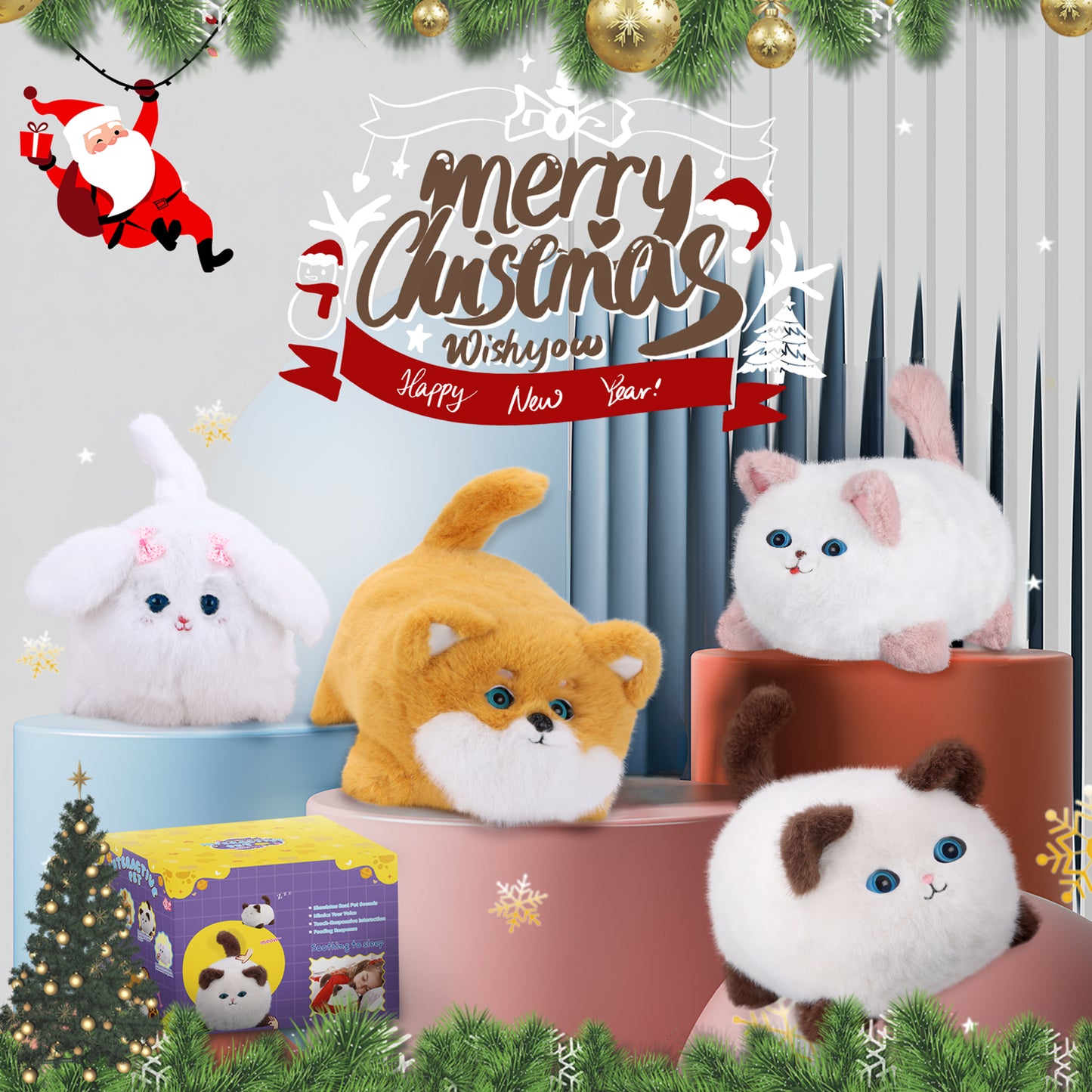 Interactive Cat Toys for Kids Aged 3-7, Plush Toy Cat That Meows, Blink and Talk, Children's Toy Pet Cat with Pet Waterer, Milk Bottle and Pet Bowl, Creative for Boys and Girls