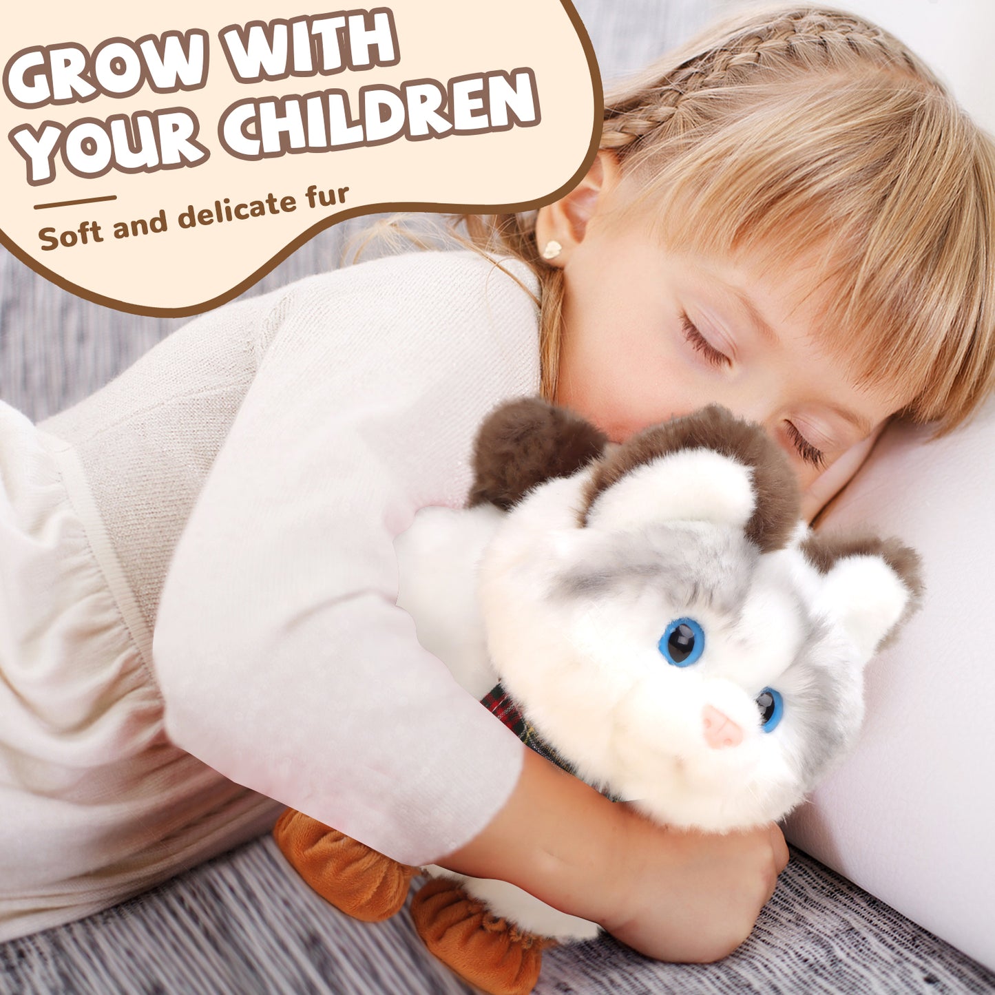 Walking Cat Toys for Kids with Leash, Plush Toy Cat That Walks and Meows, Interactive Cat Toy for Kids Aged 3-7, Best Birthday, Children's Day for Girls and Boys