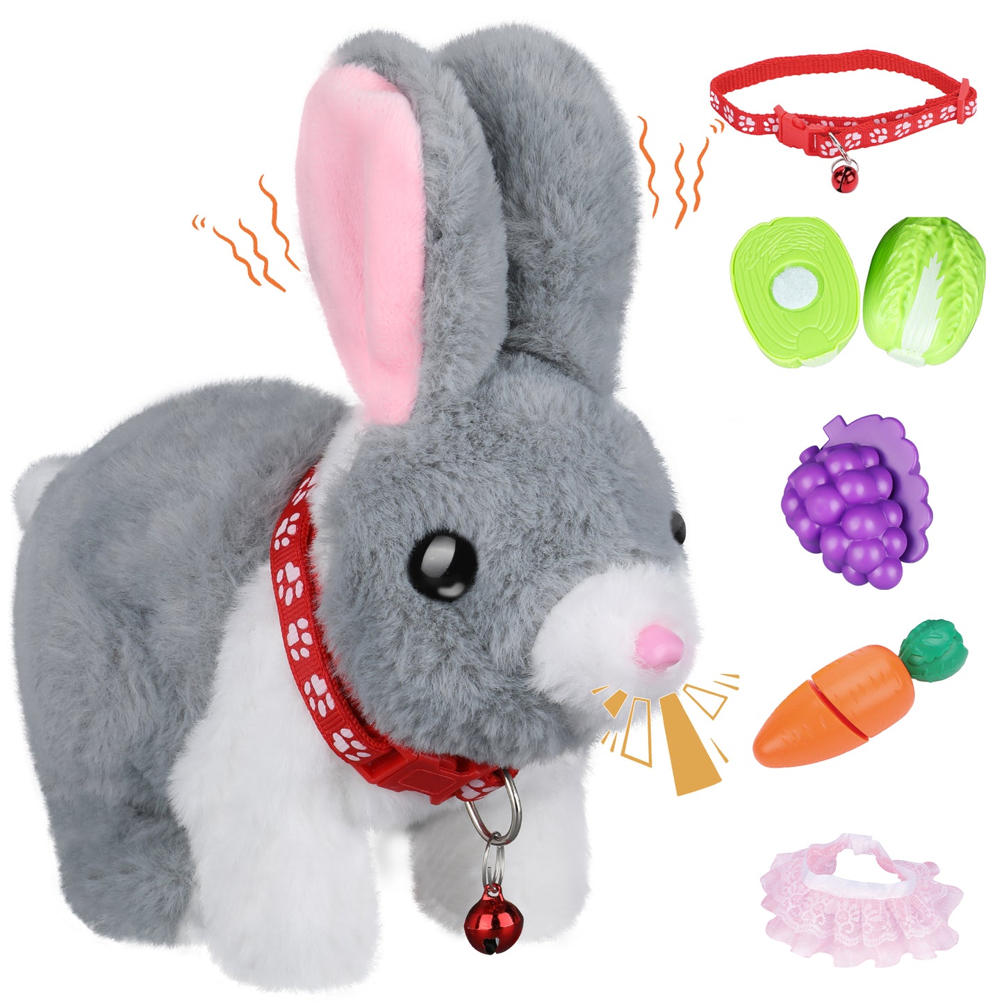 Cute Hopping Rabbit Stuffed Animal for Kids, Interactive Bunny Plush with Jumping, Wiggling Ears, and Sounds, Ideal Bunny Toy for Kids Aged 3-7, Perfect for Easter, Birthday