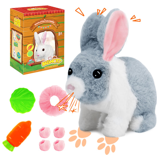 Bilinott Bunny Toys for Kids, Realistic Rabbit Toys with Jumping Action, Wiggling Ears, Twitching Mouth and Nose, Ideal Stuffed Rabbit Gift for 3+ Kids for Easter, Birthdays, Halloween, and Christmas