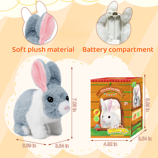 Bilinott Bunny Toys for Kids, Realistic Rabbit Toys with Jumping Action, Wiggling Ears, Twitching Mouth and Nose, Ideal Stuffed Rabbit Gift for 3+ Kids for Easter, Birthdays, Halloween, and Christmas