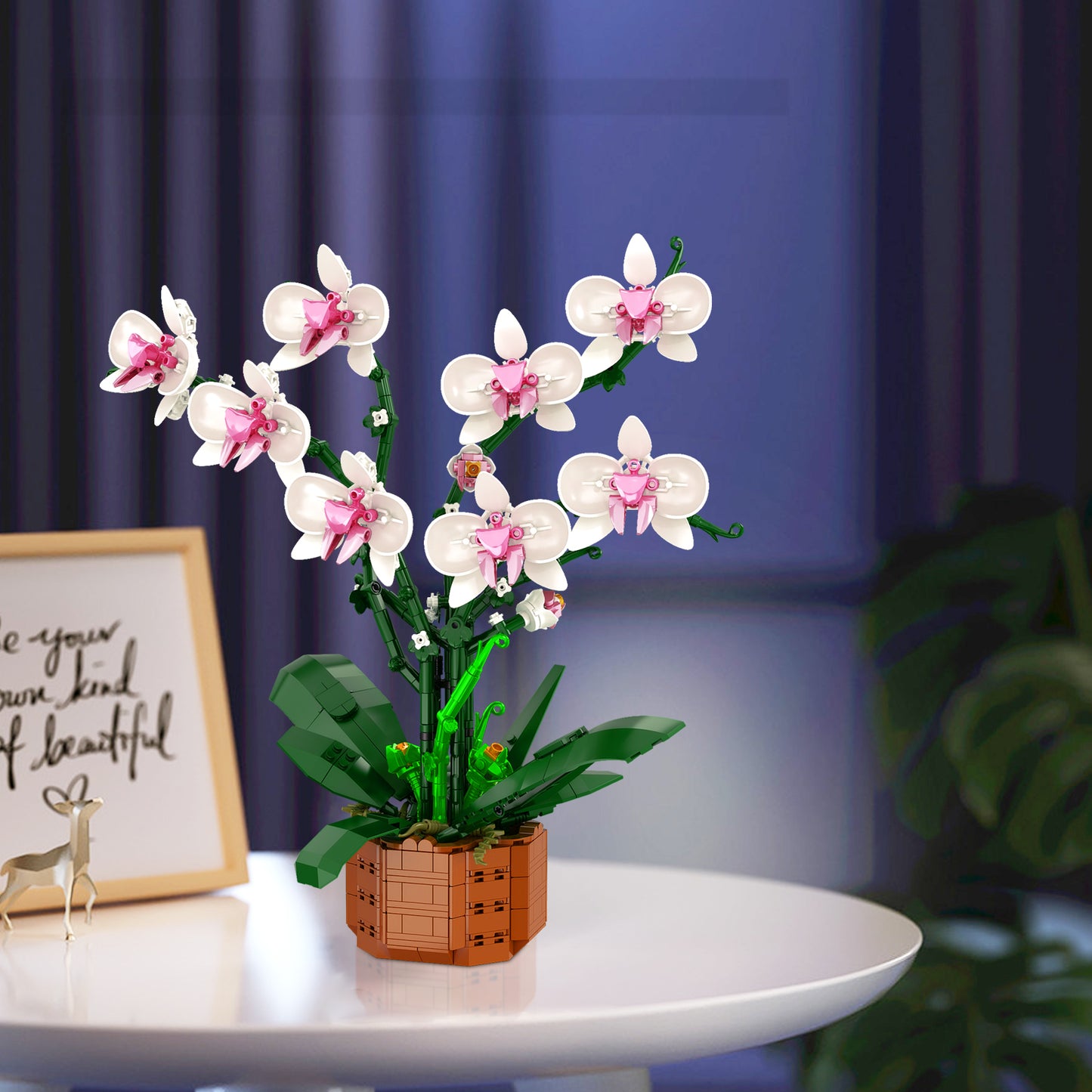 Bilinott Flower Building Blocks Set, 729 PCS Orchid Toy Building Sets with LED Light, Artificial Plant Building Blocks Kit for Ages 6+ Kids and Adults, Best Gift Idea for Building Blocks Enthusiasts