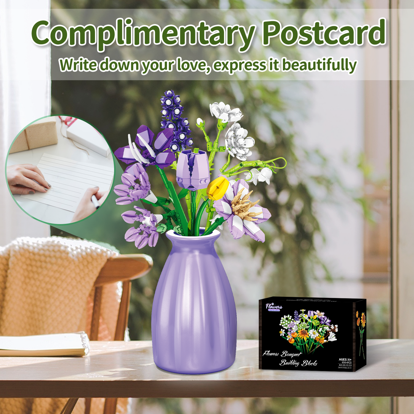 Building Toys Flowers Bouquet for Adults, 659 PCS Artificial Flower Building Blocks Set with Vase, Educational Toy Construction Blocks Kit for Kids and Adults, Ideal Christmas, Valentine's Day Gifts