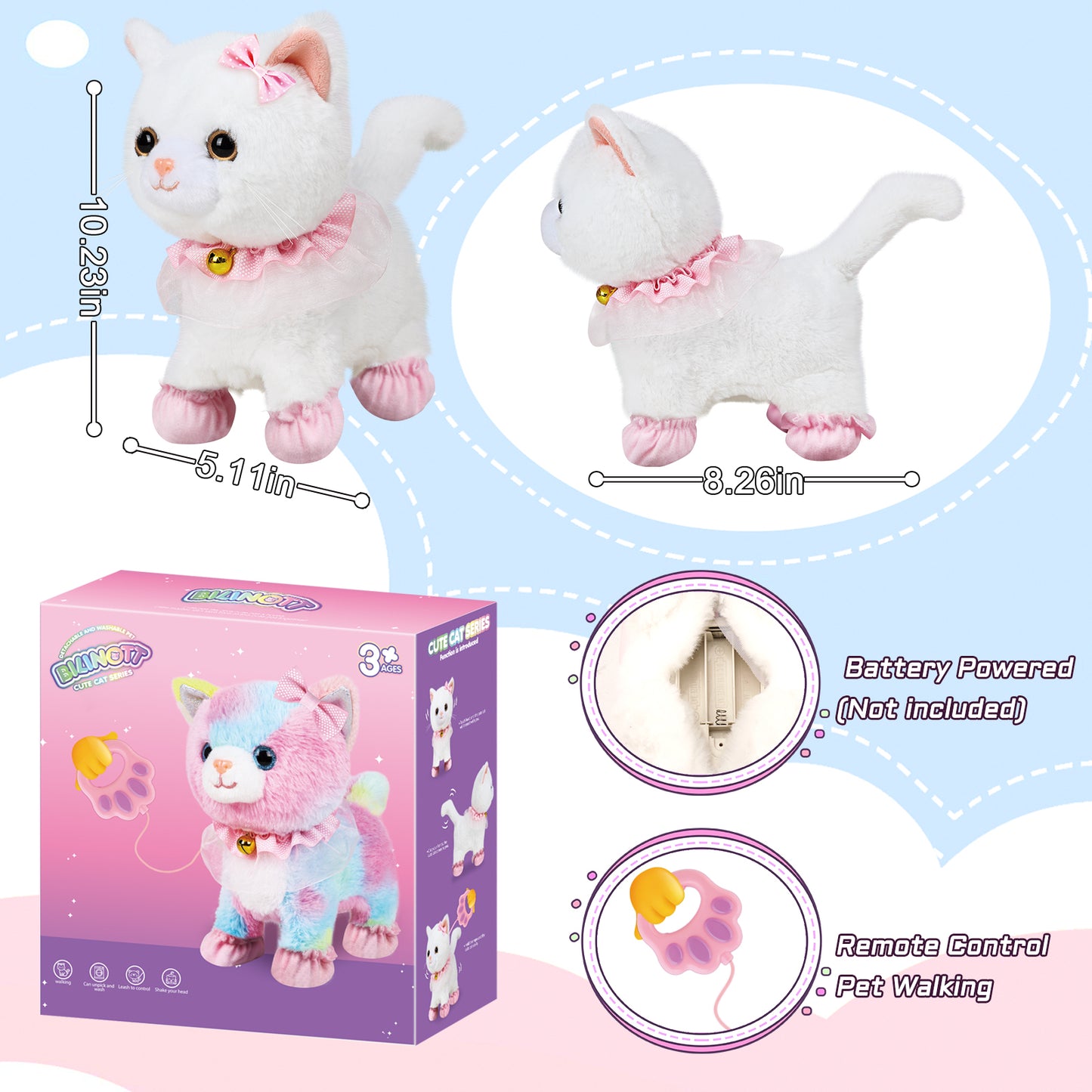 Bilinott Kids' Touch & Voice Controlled Walking Cat Toy - Lifelike, Meows, Wags Tail, Ages 3-7