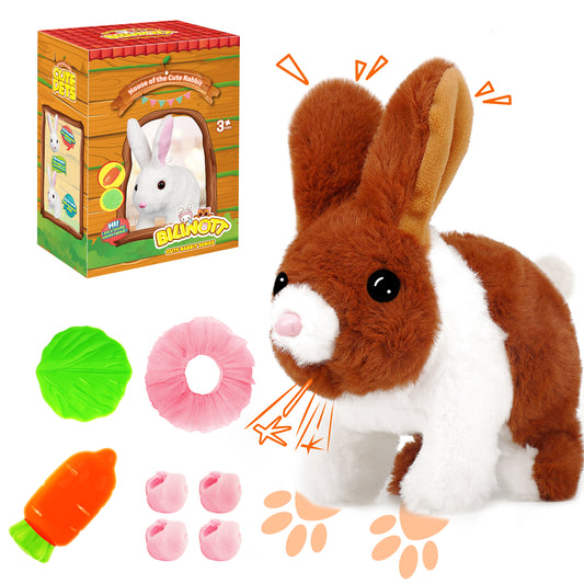 Bilinott Bunny Toys for Kids, Realistic Rabbit Toys with Jumping Action, Wiggling Ears, Twitching Mouth and Nose, Ideal Stuffed Rabbit Gift for 3+ Kids for Easter, Birthdays, Halloween, and Christmas