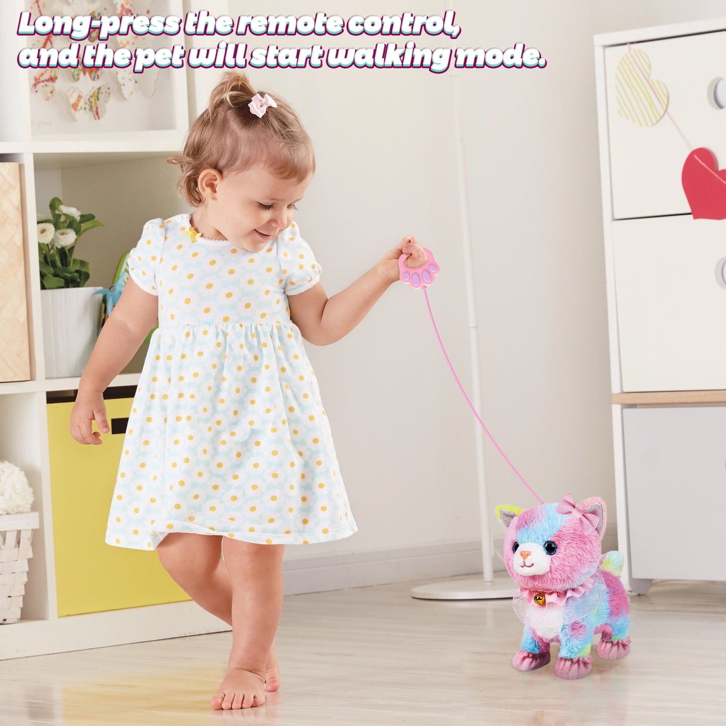 Bilinott Toy Cat for Kids, Touch and Voice Controlled Remote Control Cat with Leash, Lifelike Walking Cat Toy That Can Walk, Meow, and Wags Tail, Best Festive Gift for Boys and Girls Ages 3 4 5 6 7