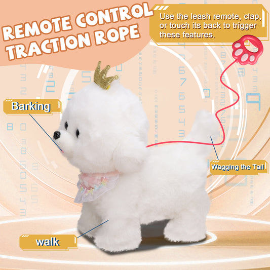 Bilinott Puppy Toys for Kids Aged 3-7, Interactive Toy Dogs That Walk and Bark and Wag Their Tails, Walking Dog Toys with Leash, Creative Stuffed Animals Gifts for 3 + Year Old Girls and Boys