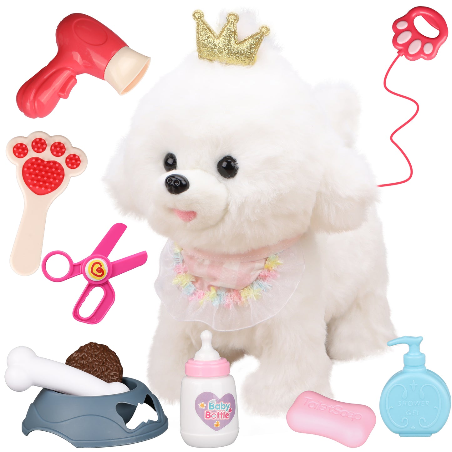 Bilinott Puppy Toys for Kids Aged 3-7, Interactive Toy Dogs That Walk and Bark and Wag Their Tails, Walking Dog Toys with Leash, Creative Stuffed Animals Gifts for 3 + Year Old Girls and Boys