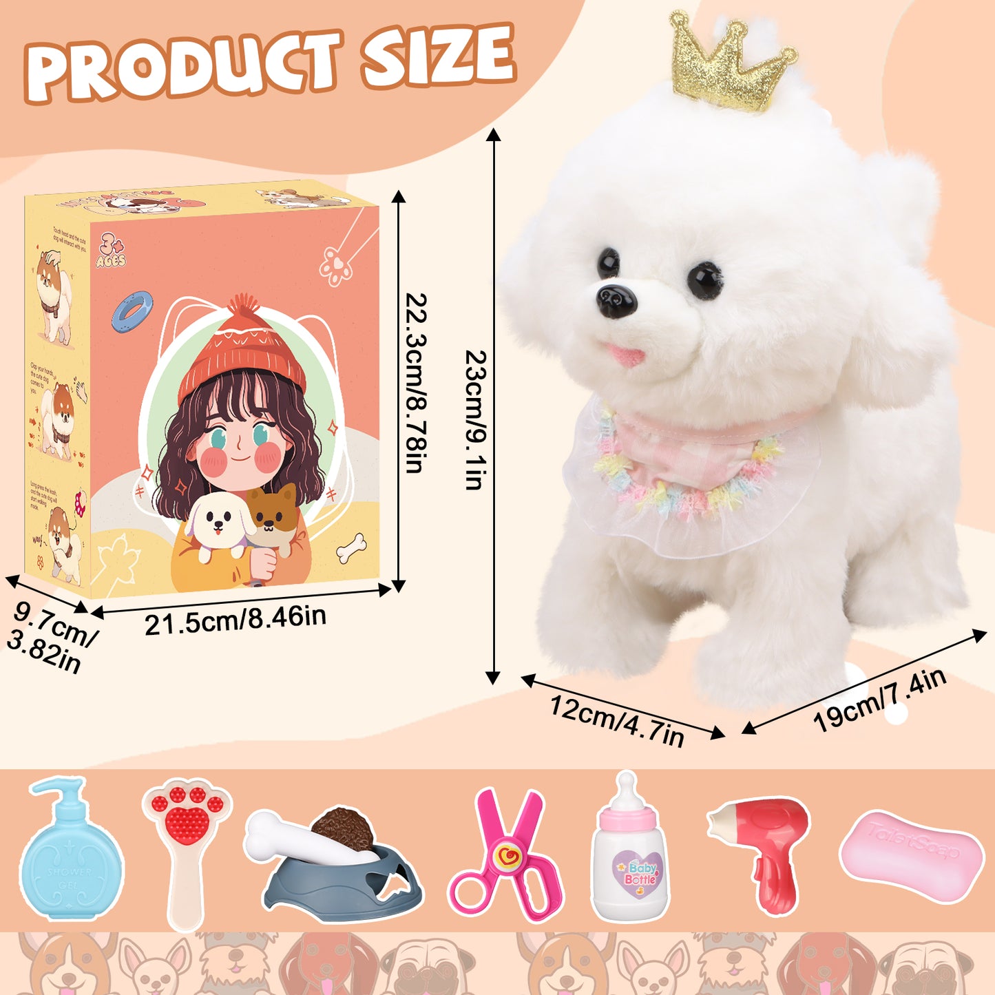 Bilinott Puppy Toys for Kids Aged 3-7, Interactive Toy Dogs That Walk and Bark and Wag Their Tails, Walking Dog Toys with Leash, Creative Stuffed Animals Gifts for 3 + Year Old Girls and Boys