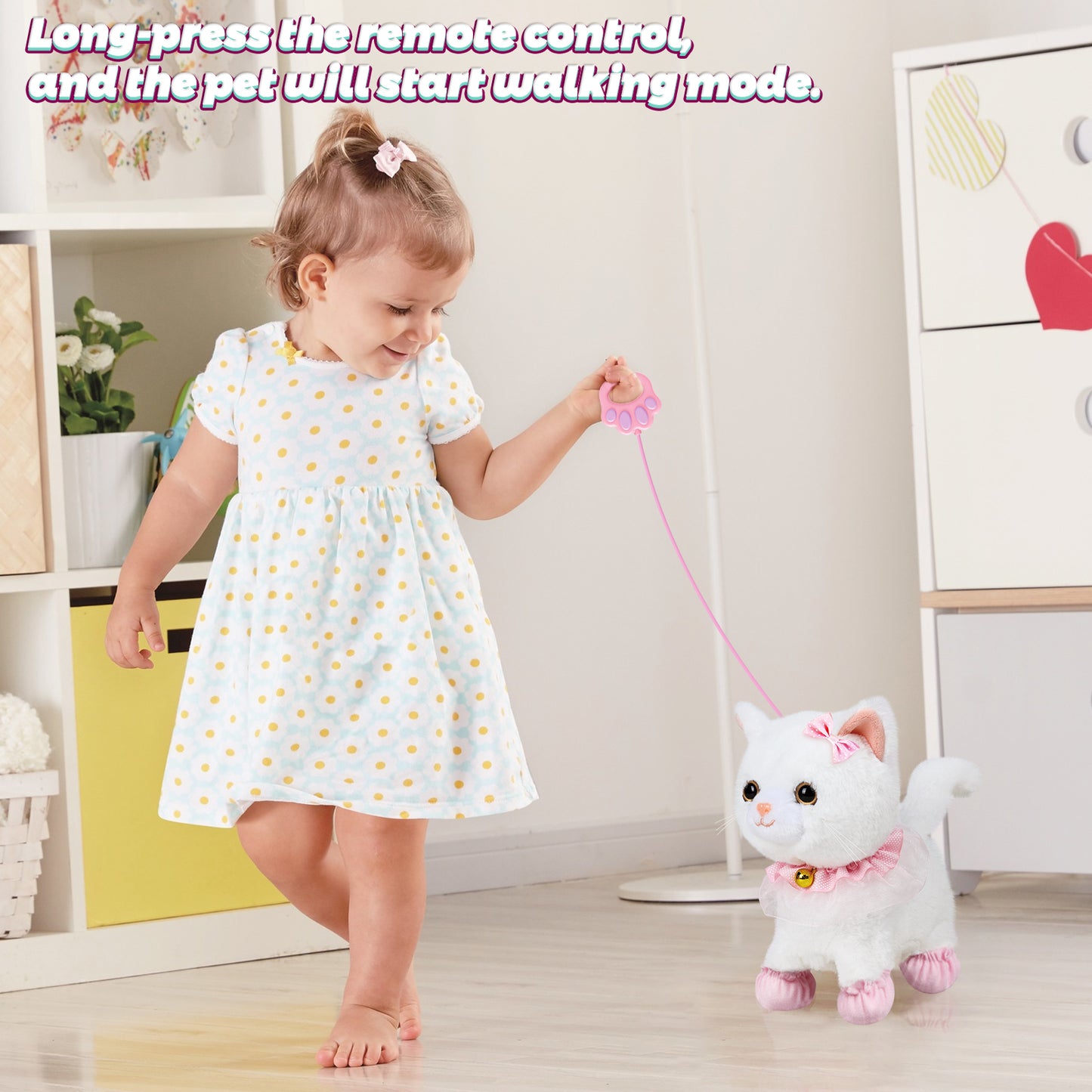 Bilinott Kids' Touch & Voice Controlled Walking Cat Toy - Lifelike, Meows, Wags Tail, Ages 3-7