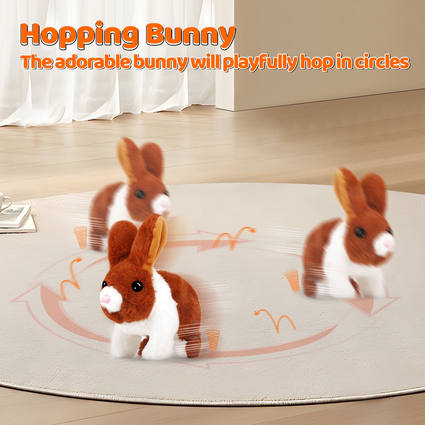 Bilinott Bunny Toys for Kids, Realistic Rabbit Toys with Jumping Action, Wiggling Ears, Twitching Mouth and Nose, Ideal Stuffed Rabbit Gift for 3+ Kids for Easter, Birthdays, Halloween, and Christmas