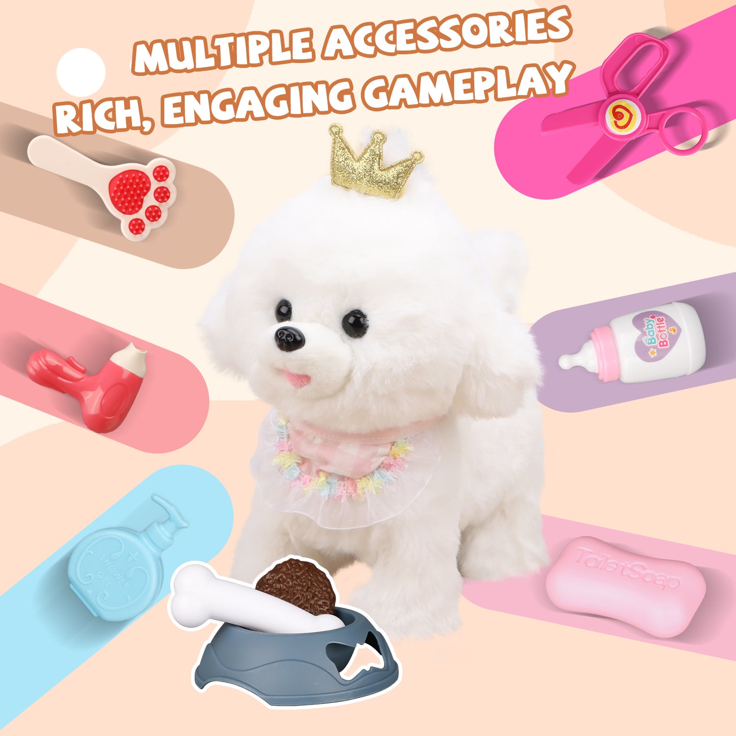 Bilinott Puppy Toys for Kids Aged 3-7, Interactive Toy Dogs That Walk and Bark and Wag Their Tails, Walking Dog Toys with Leash, Creative Stuffed Animals Gifts for 3 + Year Old Girls and Boys