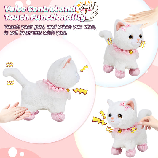 Bilinott Kids' Touch & Voice Controlled Walking Cat Toy - Lifelike, Meows, Wags Tail, Ages 3-7